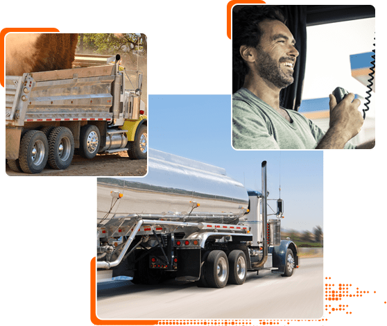 Dump truck, tanker truck, owner operator on CB collage